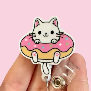 Glitter My Badge Funny cat badge reel for nurse, pharmacist, hospital workers. Retractable swivel clip with a 360 rotation. Great gift for coworkers.