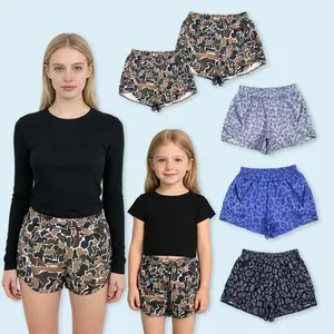 Toddle kids girl leopard print summer shorts mommy and me casual shorts with zipper