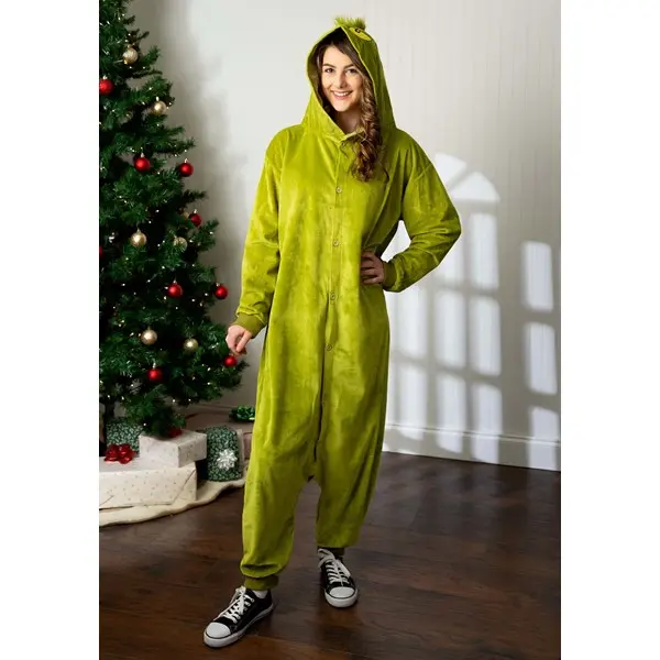 The Grinch Adult Onesie Costume, Halloween, Women The Grinch Adult Onesie Costume, Halloween, Women