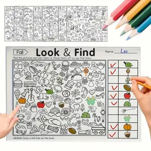 40 Page Hidden Picture Search Book, Find Matching Images and Color, Fun and Engaging, Improves Focus Attention Observation, Ideal Gift, Coloring Books