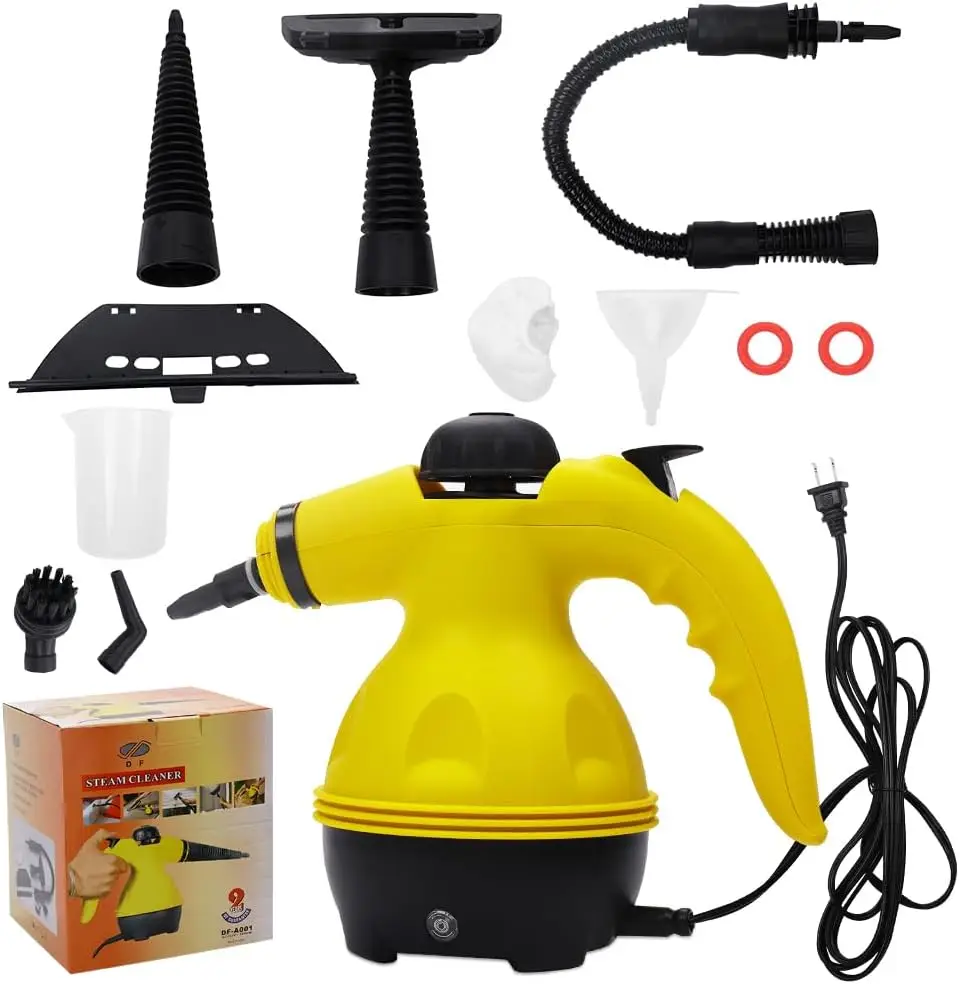Handheld Steamer with Lock Button - Portable Natural Steam Cleaner for Home Use, 7 Accessories for Sofa, Bathroom, Car, Floor, Kitchen & More