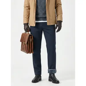 Men's Fleece Lined Dress Pants Winter Warm Thermal Business Casual Chinos Stretchy Cotton Work Trousers (Black, Navy, Grey, Khaki)