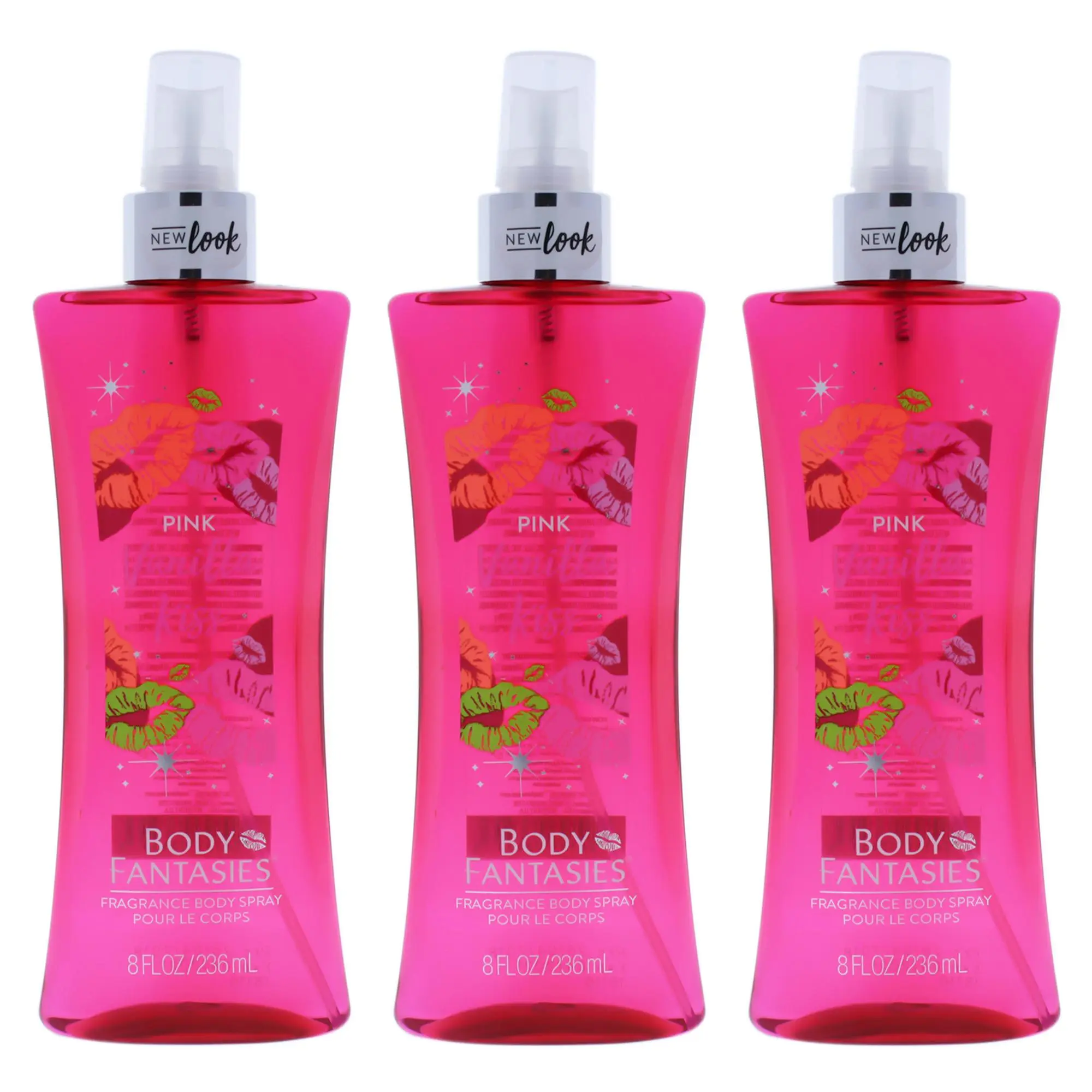 Pink Vanilla Kiss by Body Fantasies Women's Long-Lasting Sweet Body Spray - 8 fl oz, Daily Spritz, Freshness Boost - Pack of 3
