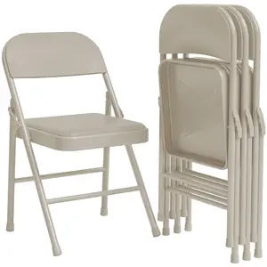 [HOT - FLASH SALE] Garvee Folding Chairs Set of 4, PU Upholstered, Metal Frame, Holds 350 Pounds, Portable, Suitable for Dining, Living, Office, Camping
