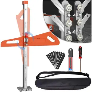 Drywall  Tool Foldable with Positioning -  Upgraded Double Row 4  - Drywall  for Wall,Build,Decoration - Sheetrock  Tool with 19 Wheels - Gypsum Board  (24in)