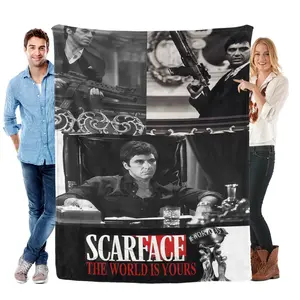 The world is yours. Flannel blanket. High-quality, soft and comfortable casual pillow. Suitable for fans of classic crime-themed films. Suitable as a gift for Thanksgiving, birthday or Christmas.