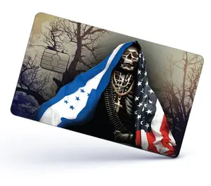 Santa Muerte Credit Card Skin Cover Vinyl Stickers (4 Pack) - Holy Death with Honduras & USA Flag Sticker Honduran
