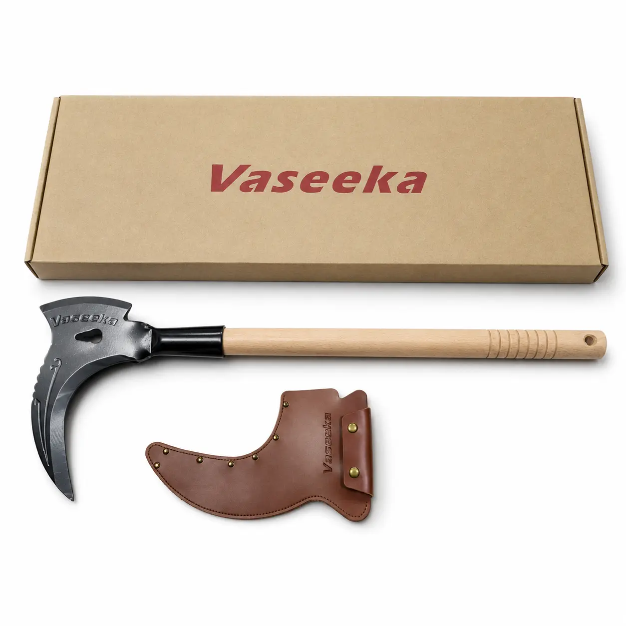 Vaseeka 2-in-1 Heavy-Duty Manganese Steel Garden Pruning Tool with Wooden Handle, Sharp Weeder & Branch Cutter for Outdoor Garden Maintenance