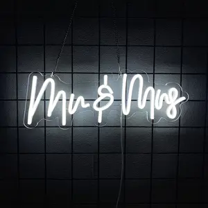 Mr. and Mrs. Neon Signs for Wedding Party Decorations - LED Wedding Neon Signs for Receptions, Bridal Showers, Engagements, Anniversaries, Decorative Wall Art