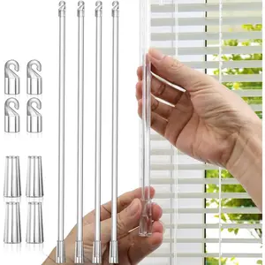 Blind Wand Replacement with Hook, 12 Inches Window Blind Tilt Wand with Hook and Grip, Clear Blind Wand (4 Pack)