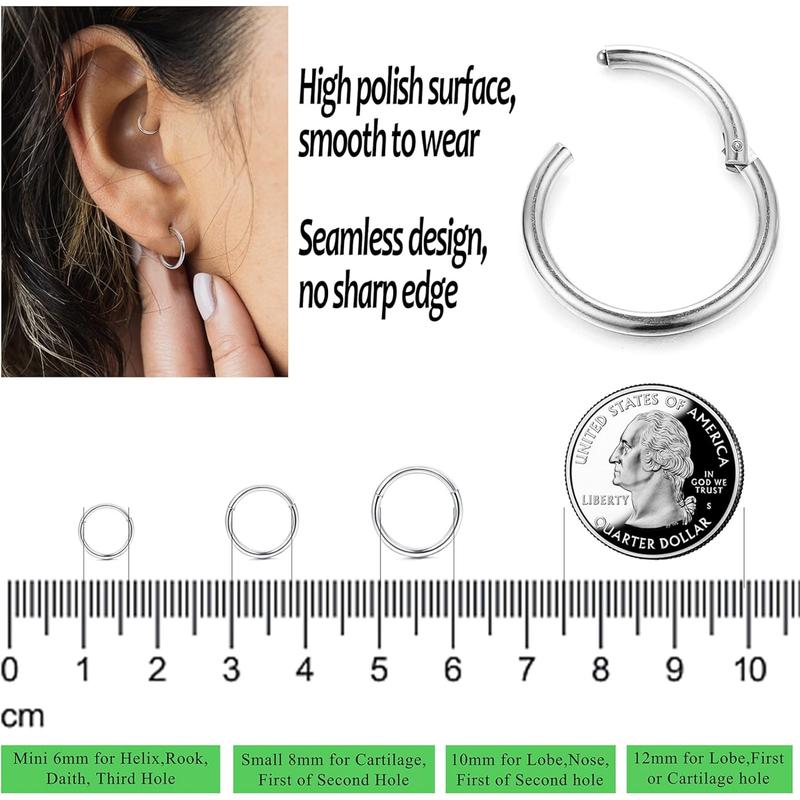 LOYALLOOK 8counts G23 Titanium Hinged Clicker Segment Nose Rings Hoop Septum Nose Lip Ring Hoop for Women Men Helix Cartilage Daith Tragus Sleeper Earrings Body Piercing Improved 16G Jewelry LOYALLOOK 8counts G23 Titanium Hinged Clicker Segment Nose Rings Hoop Septum Nose Lip Ring Hoop for Women Men Helix Cartilage Daith Tragus Sleeper Earrings Body Piercing Improved 16G Jewelry