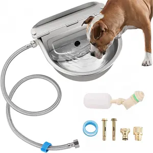 NATGAI Automatic Animal Drinking Water Bowl with Float Valve, 304 Stainless Steel Auto Filling Water Dispenser, Dog Water Bowl Dispenser Kit for Outdoor Farm, Ranch, Goat, Horse, Poultry, Livestock
