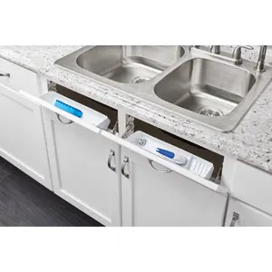 Rev-A-Shelf 14" Kitchen Sink Front Tip-Out Accessory Trays, White, 6572-14-11-52