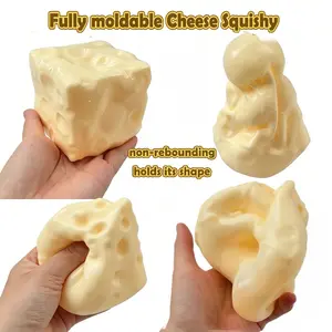 Lightly Moldable Squishy Cheese Block, Giant Yellow Fidget Toy, Super Soft ASMR Stress Squeeze Ball for Play & Relaxation, Giant Cheese Block 2.36inch and 2.76inch for ASMR Relaxation, Viral Fidget Gift for Anxiety Relief