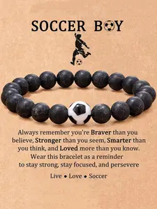 1 piece ball boy beaded bracelet - Adjustable black and white football pendant bracelet, a World Cup commemorative accessory, suitable for sports enthusiasts, players and fans - birthday, festival and sports event football accessories.