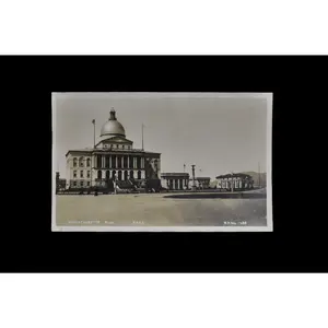 1910s Massachusetts State Capitol Building Sepia Photograph Postcard - Unsent/Blank - Rare Antique RPPC MA Boston Postcard
