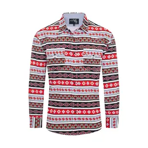 Men's Western Pearl Snap Aztec Print Shirt - MPS110L-123