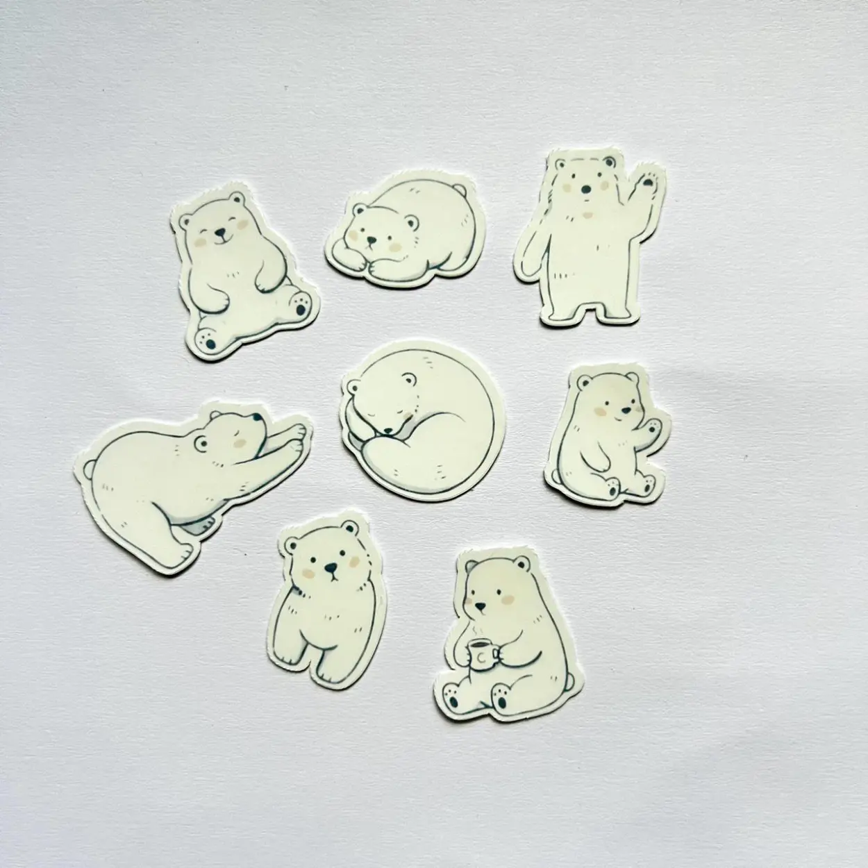 Cute Kawaii Polar Bear Vinyl Sticker Pack - 24pcs Matte Laminated Stickers - Cozy Winter Animal Planner, Journal, Laptop & Scrapbook Decor