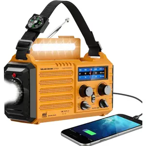 Radio with NOAA Weather Alert, Portable Solar Hand Crank AM/FM Radio for ,Rechargeable   Radio,USB Charger,Flashlight,Reading Lamp,for Home Outdoor