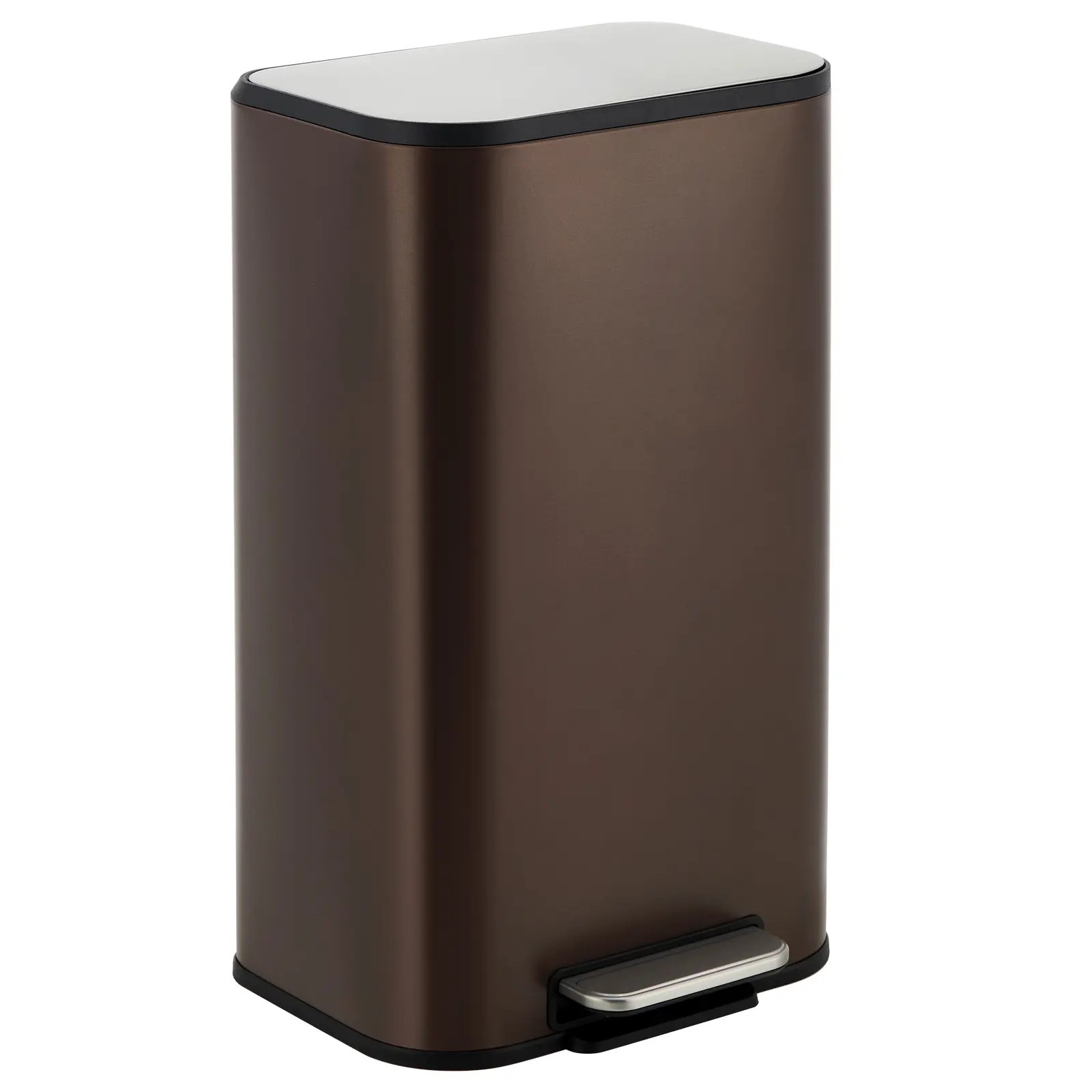 Black 3.2 Gallon Kitchen Bathroom Garbage Bin – Stainless Steel Slim Trash Can with Lid, Soft-Close Foot Pedal, Smudge-Resistant Compact Desig
