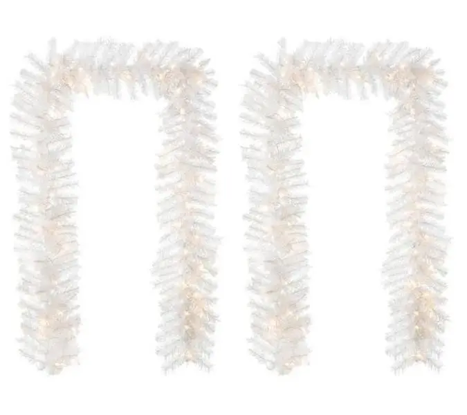 Glitzhome 9ft Pre-Lit LED Christmas Garlands, with Timer S/2
