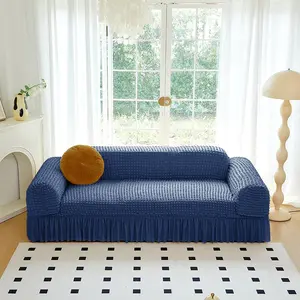 Solid Color Sofa Cover with Skirt, 1 Count Non-slip Elastic Sofa Slipcover, Dustproof Sofa Slipcover, Washable Sofa Slipcover, Sofa Protector for Home Living Room Bedroom Hotel Dormitory Decor