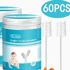 Dr.Isla Baby Safety Toothbrush(60Pcs), Baby Tongue Cleaner, Stop Milk Residue Build-up, 3D Soft Wavy Design for Deep Cleaning, Prevents Caries & Gum Inflammation, 0 Fluorescence, Individually Wrapped, Individually Wrapped for Travel