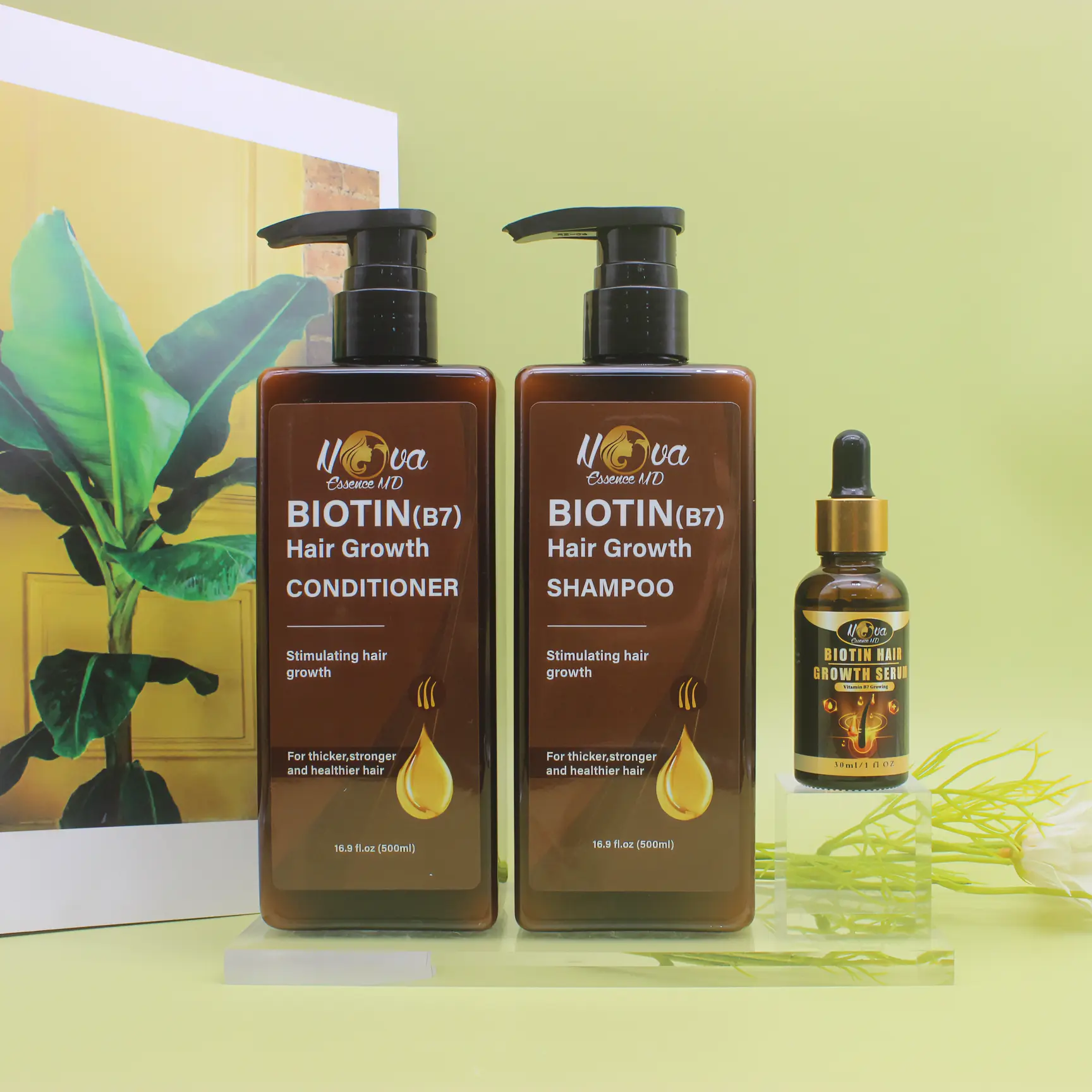 Nova essence Biotin Shampoo, Conditioner & Hair Oil Set for Nourishing and Strengthening Hair