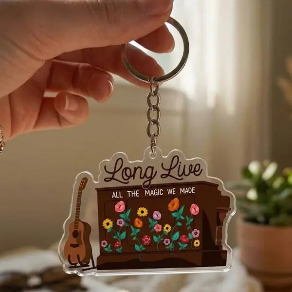 Long Live All The Magic We Made Acoustic Piano Floral Acrylic Keychain, Lyrics Keychain, Gift For Her