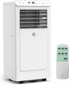 10,000 BTU Portable Air Conditioner, 3-In-1 Ventless Portable Air Conditioner with Dehumidifier, Fan, Room AC Unit Cools Up to 350 Sq.Ft., Auto Swing, 24H Timer, Windows Kit Included, White