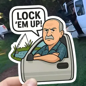 Lock' Em Up Tractor Sticker, Trey Permission Funny Fishing Decal, Angry Grandpa Meme Sticker, Viral Trend Farm Tractor Vinyl Gift