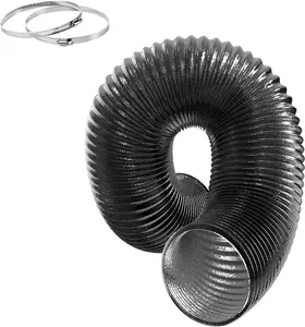 4" x 25' Flexible Aluminum Dryer Vent Hose Heavy-Duty HVAC Ducting Tube Black