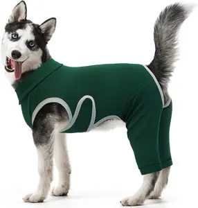 Kuoser Dog Surgery Recovery Suit, Professional Dog Surgical Suit for Back Legs, Soft Dogs Recovery Sleeve to Prevent Licking Biting Wounds, Dogs Onesie After Surgery Elbow Protector, Green，Blue