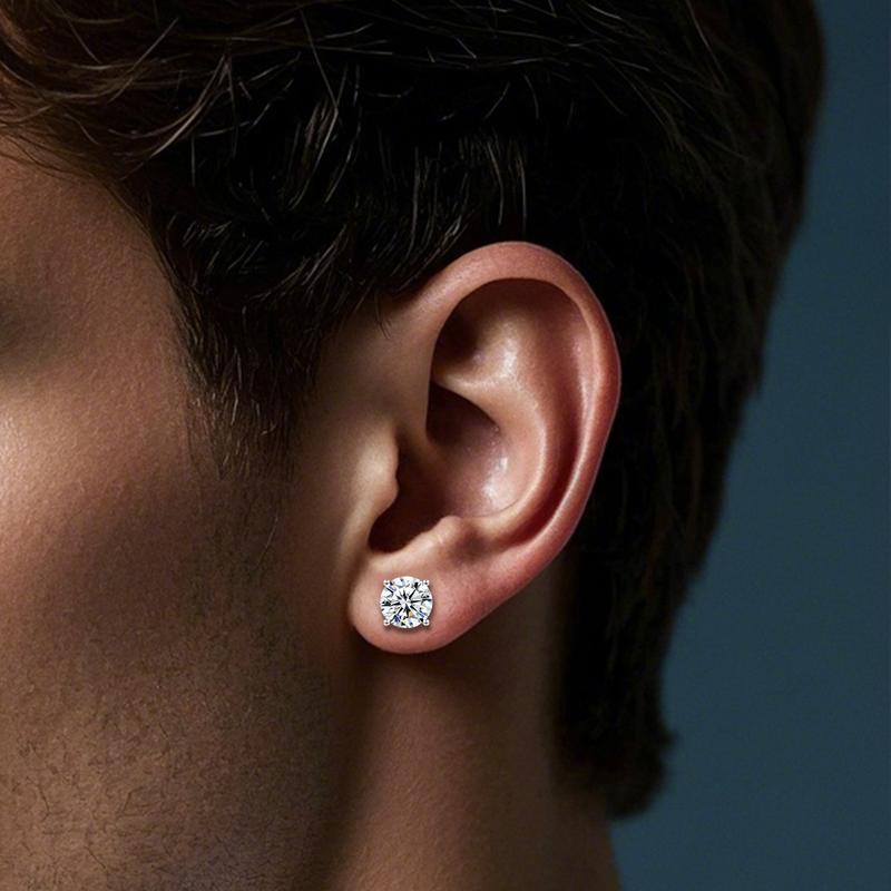 Delzzad 14k Gold-Plated Solitaire Four Prong Earrings Screw Back/Butterfly Back Lab-Created Moissanite Stud Earring S925 Sterling Silver Moissanite Jewelry Perfect Birthday Mother’s Day Christmas Gift for Men Women Wedding Set