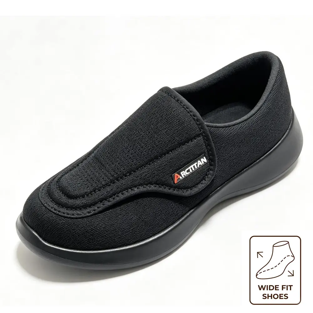 Diabetic-Friendly Shoes Adjustable Strap Wide Toe Box Casual Trainers - Summer Essential Lightweight Outdoor Walking Sneakers with Cushioned Midsole, Stable Heel Ring,  Arch Support Footwear