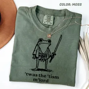 Comfort Colors Vintage T'was The 'tism M'lord Shirt, Funny Frog Wizard Meme, Neurodiversity Autism Warrior, Audhd Diagnosis, Weirdcore T-shirt