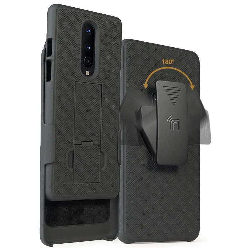 Case with Clip for OnePlus 8, Nakedcellphone Kickstand Cover with [Rotating/Ratchet] Belt Hip Holster Combo for OnePlus 8 Phone