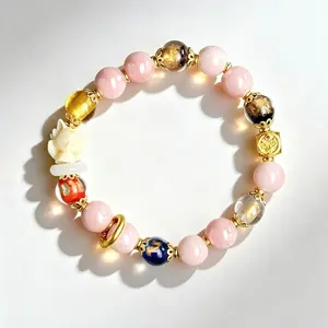 Fox pink porcelain incense ash bracelet, symbolizing love, good luck, and wisdom, protecting relationships, Charm Bracelet, Inspirational Jewelry summerwins,summerwins