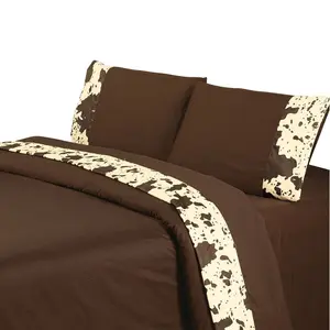 HiEnd Accents Printed Cowhide Sheet Set, Chocolate