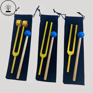 Aluminum Alloy Sound Healing Forks Set, Includes Velvet Bag & Cleaning Cloth, Ideal for Meditation Therapy, 512hz & 384hz Frequencies