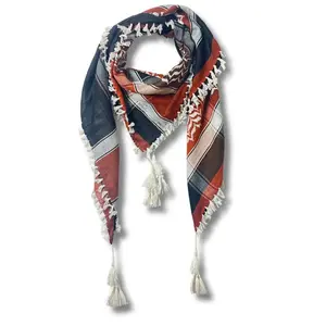 Orange & White Kuffiyeh – Handcrafted Palestinian Scarf with Traditional Elegance