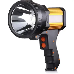 Rechargeable Spotlight,1000000 Lumens Spot Lights Hand held High lumens Large Flashlight Handheld Spotlight Lightweight and Super Bright Flashlight (Aluminium_Alloy Golden)
