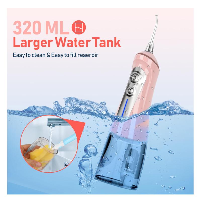 Water Dental Flosser Cordless for Teeth Pick Cleaning - Powerful Oral Irrigator with 6 Adjustable Modes,320ML Portable & Rechargeable IPX7 Waterproof Cleaner Picks A good helper for private teeth cleaning