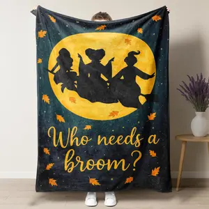 Funny Movie Witch Blanket Halloween Throw Blankets for Women Witch Flannel Blankets for Couch Sofa Bed Bedroom Chair Decor Halloween Decorations Blanket