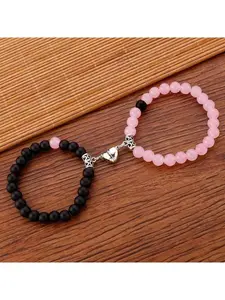 2Pcs Heart-To-Heart Attraction Couple Bracelet Female, Niche Design Sense Ins Magnet Bracelet Set Cross-Border Jewelry，Perfect Gift For Best Friend Or Valentine's Day,Mom,Mother,Mother's Day,Gift