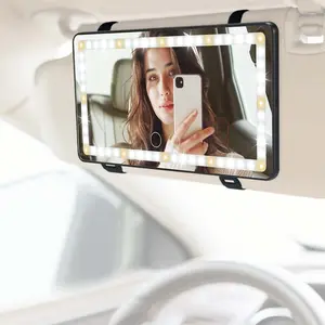 【Father's Day Gift】Joytutus Car LED Makeup Mirror - 3 Light Modes, Adjustable Dimming, 4K HD Clear Vanity Mirror, 8H Long Battery Life, Portable Compact, USB Rechargeable for Vehicle & Home - Black/Pink
