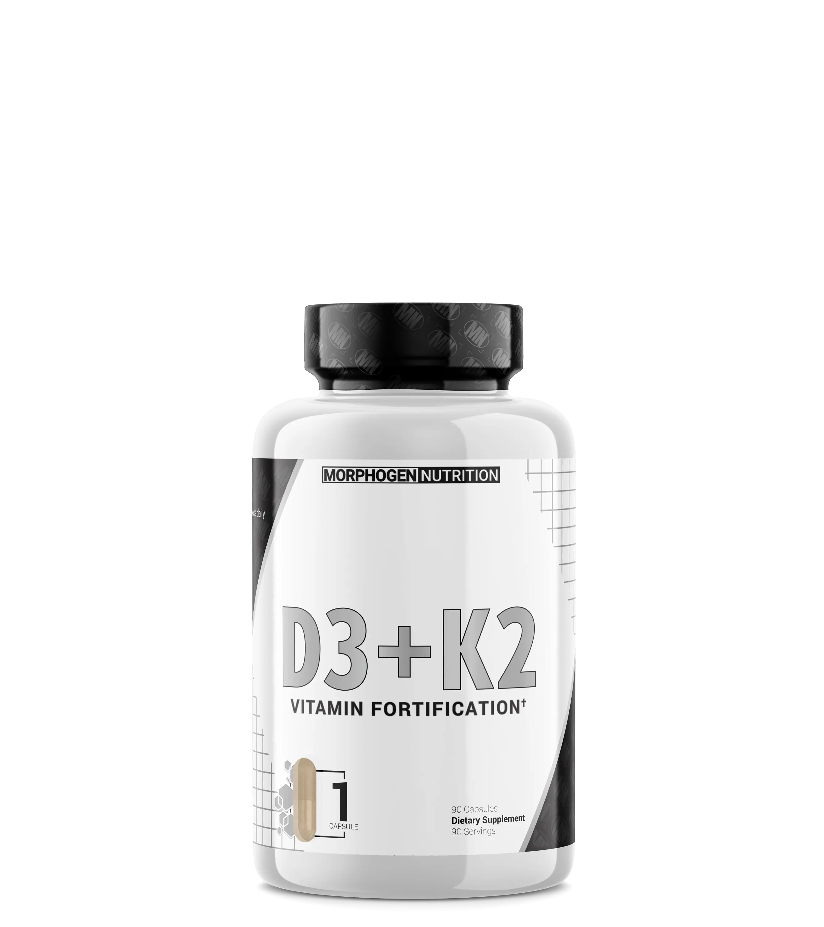 Morphogen Nutrition D3 + K2 Vitamin Fortification Dietary Supplement for Health and Fitness Support