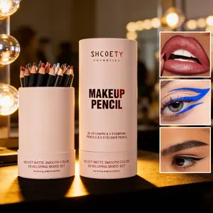 20 lip liner pencils, 5 eyeliner pencils, and 5 eyebrow pencils all-in-one 30-piece facial makeup set Makeup Kit, super cost-effective, Mother's Day gift, birthday gift