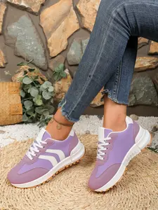Women's Retro Gradient Color Block Sneakers, Thick Sole Height Increase Lightweight Anti-Slip Casual Sports Shoes for Daily Commute, Fashionable Casual Sneakers
