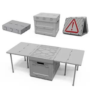 Folding Storage Camping Box with Table, 3 in 1 Lightweight Camp Storage Box